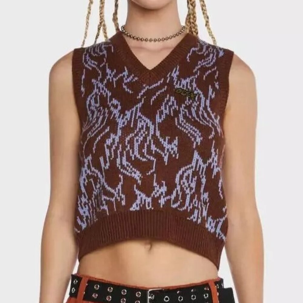 Obey Sweater Vest "Flame" Sepia/Lavender